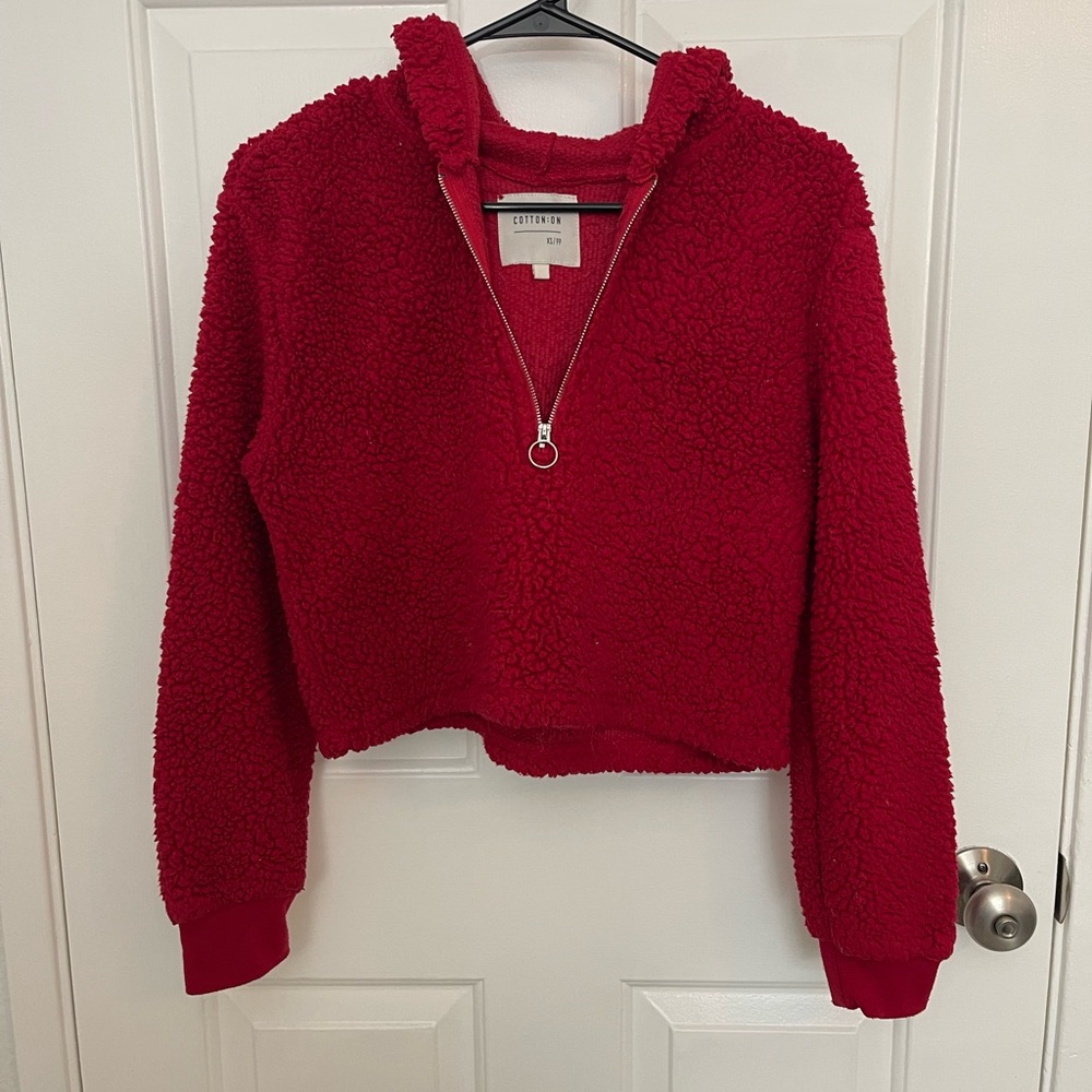Cotton On Cherry Red Sherpa Turtleneck Sweater
